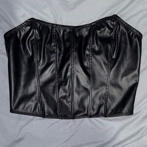 Chic Black Faux Leather Tube Top